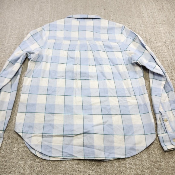Marine Shirt Women Medium Monterey Flannel Button Up Plaid Cotton Minimal - Picture 8 of 9